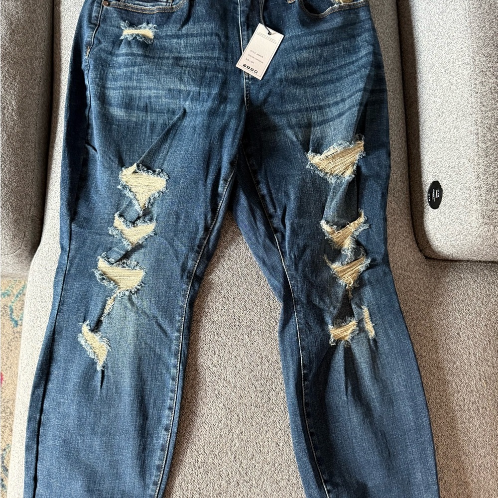 Distressed Blue Jeans